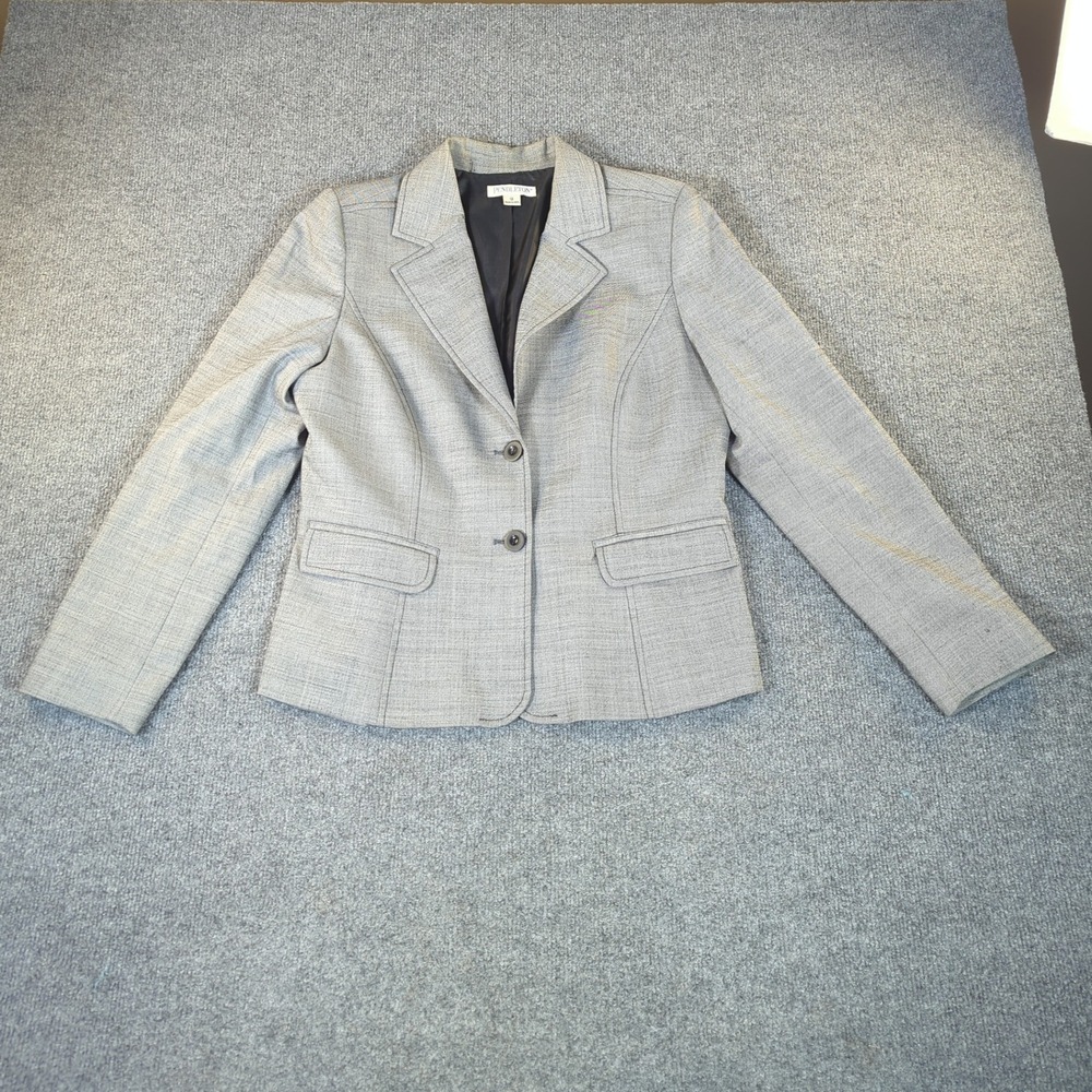 Vintage Pendleton Grey Virgin Wool Blazer Jacket Size 12 Made in USA Two Button